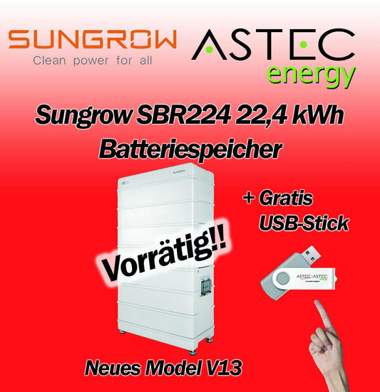Sungrow SBR224 22,4 Batteriespeicher Paket Stromspeicher Model V13 GRATIS USB