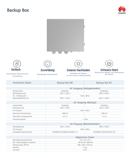 Huawei BACKUP BOX B1 SUN2000 PV NOTSTROM Dreiphasig