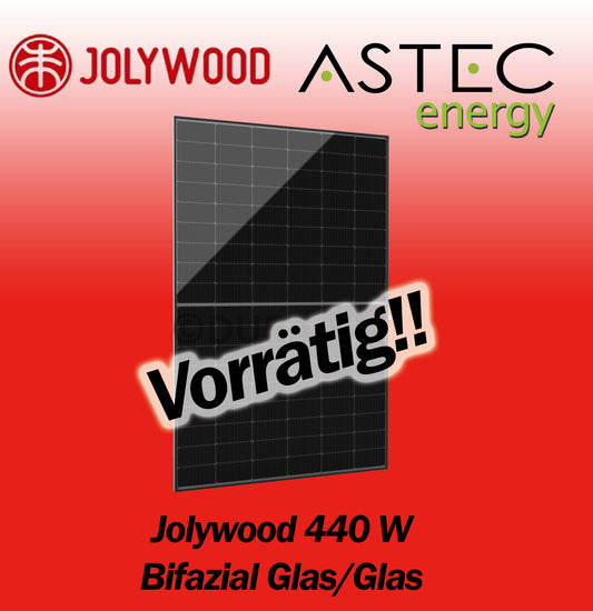 Jolywood 440 W Solarmodul Bifazial Glas/Glas, black