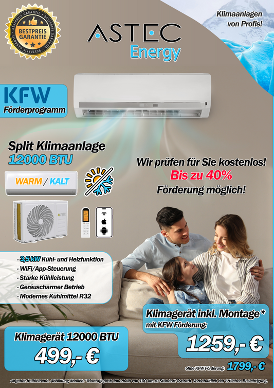 VESKA Split Klimaanlage 12000 BTU WIFI APP 3,5KW WARM/KALT