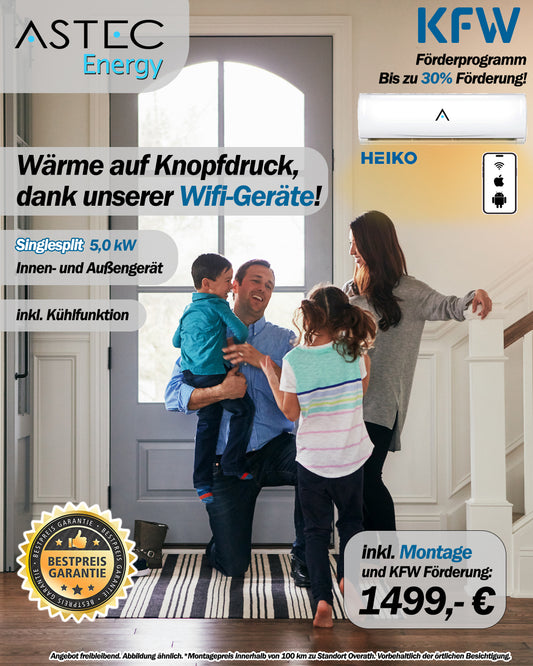 HEIKO Split Klimaanlage 18000 BTU Klimagerät Klima 5 kW R32 + Montageset inkl.