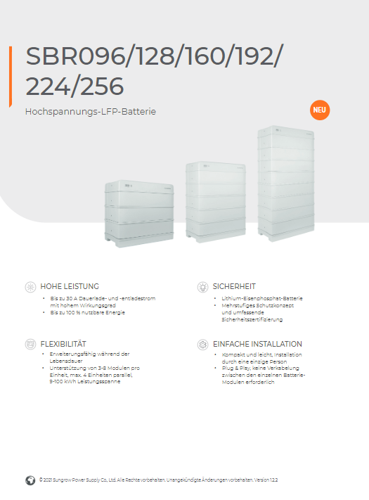 Sungrow SBR096 9,6KW Batteriespeicher Paket Stromspeicher Model V13 GRATIS USB