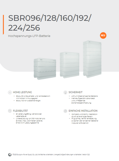 Sungrow SBR096 9,6KW Batteriespeicher Paket Stromspeicher Model V13 GRATIS USB